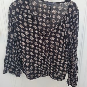 American Eagle Boho Longsleeve Black Blouse Tunic Size XL